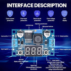 LM2596 Adjustable DC-DC Step-Down Buck Converter Module with LED Voltmeter Display, Voltage Regulator 4.0-40V Input to 1.25-37V Output Power Supply Module (Pack of 2)