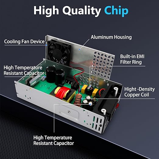 110V AC to 12V DC Converter, 12V 50A 600W Power Supply Transformer Adapter SMPS AC to DC Converter Switch Power Supply Max 50A 600W for CCTV Camera Security System Radio 3D Printer
