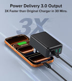 2Pack Flat USB C Charger Block, 40W 4-Port Fast Charger 20W Type C Charging Block 3.1A USB Wall Charger Dual Port PD+QC Charging Cube for iPhone 17 16 15 14 13 Pro Max XS, iPad,Samsung,Tablet（Black）