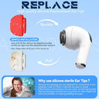 4 Pairs Replacement Ear Tips for AirPods Pro 2nd/1st Generation with Portable Storage Box & Cleaner Pen,Noise Reduction Holewith & Built-in dust Guard Screen,Silicone EarTips(Red)