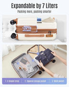 LIGHT FLIGHT 3-Piece Luggage Sets, Expandable Carry On Luggage 22x14x9 Airline Approved, Hardside Carry On Suitcases with Wheels, TSA Lock Travel Luggage Sets, Beige and Brown