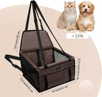 Dog Car Seat Foldable Dog Car Booster Seat Waterproof Breathable Oxford Travel Bag for Small to Medium Dogs, Puppies, and Pets-Pure Coffee
