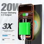 LCGENS 2-Pack USB C Wall Charger, 20W Type C Fast Charger Block Plug Dual Port PD + QC3.0 USB A Charging Brick Cube for iPhone 16/15/14, iPad,Galaxy S25/24, Google Pixel, Motorola,(Bright Green)