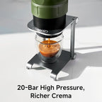 HIBREW H4C Explorer - Portable Electric Espresso Machine, USB-C Rechargeable Coffee Machine for Camping and Travel, Compact for Capsules & Ground Coffee, with Foldable Holder & Carrying Case (Green)