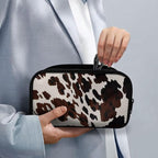 Cow Print Electronic Organizer Travel Cable Organizer Storage Bags for Data Cables, USB C Charger, SD Card, Hard Drive, Charging Cord, Mouse, Power Bank