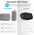 Travelkin Large Cord Organizer Travel, Electronic Organizer Travel Case, Expandable Cable Organizer Bag For Cords, Chargers Phone, Usbs, Tablet (Up to 10"), SD Card (Grey)