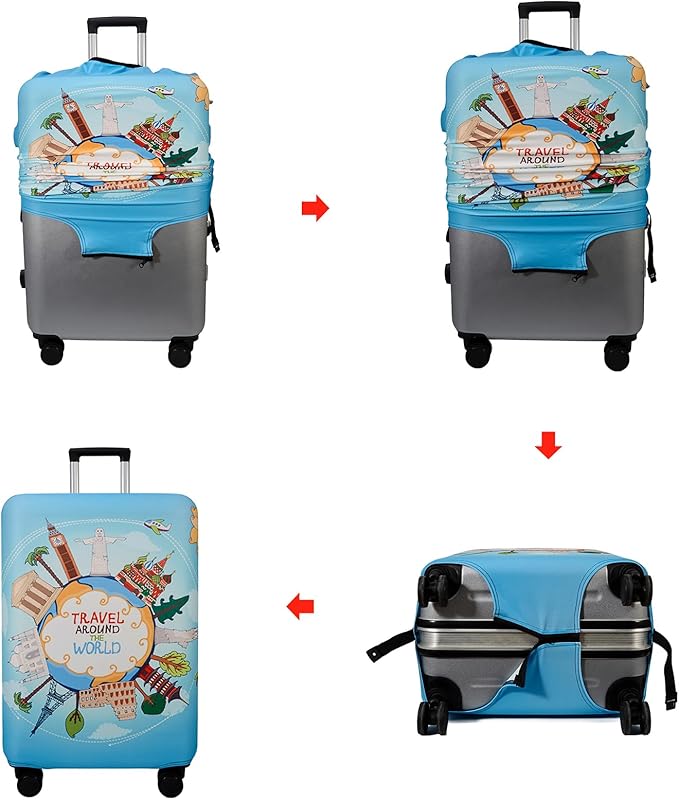 WUJIAONIAO Travel Luggage Cover Baggage Suitcase Cover Protector Skins 18-32 Inch (ocean, XL (for 29-32 inch luggage))