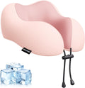 urnexttour Travel Pillow for Airplane Memory Foam Neck Pillow, Soft & Support Travel Pillow for Travelling, Sleeping Rest, Car, Train and Home Use (Pink)