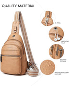 LATMAP Sling Bag For Women Faux Leather Small Casual Daypack Backpack Fanny Pack Crossbody Chest Bags Purse