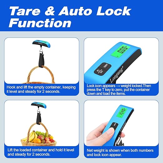 Digital Hanging Luggage Scale with Backlit for Travel, Portable Handheld Suitcase Weight Scale with Hook, 110 Pounds, Battery Included