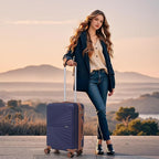 Carry On Luggage Set 22x14x9 Airline Approved Luggage Sets 3 Piece,Suitcases with Wheels,ABS Hard Case Luggage with TSA Lock Spinner Wheels(20 Inch,BP/TB)