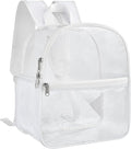 Paxiland Clear Backpack Stadium Approved 12×12×6 with Reinforced and Wider Shoulder Straps, Small Clear Bag for Schools, Concerts, Work, Festivals and Sporting Events - White