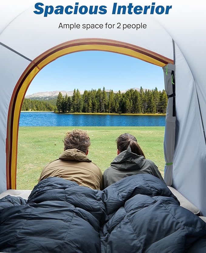 JOYTUTUS Pickup Truck Tent 2.0, Waterproof PU2000mm Double Layer for 2 Person, Portable Truck Bed Tent with Rainfly, 5.5'-5.8' Camping Preferred - Orange