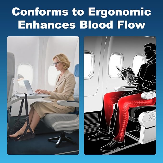 Airplane Foot Hammock, Portable Foot Hammock for Plane Travel to Relax Your Feet, Plane Travel Essentials Comfy Foot Rest Hanger Plane Footrest for Long Trip