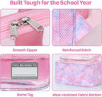 Bagseri Clear Backpack for Girls - 15 Inch Heavy Duty Kids Clear Bookbag for Kindergarten to Grade 2, Transparent School Bag with Reflective Strip, Fits Folders, Pink Tie-dye