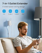 TROND Electrical Outlet Extender 360° Rotating Plug with 20W USB C, 36in Short Extension Cord, Wall Plug Adapter with 3 AC Outlets, Access Hard-to-Reach Outlets Use Behind Couches, Desk, White
