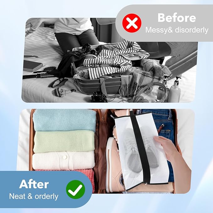 Shoe Travel Bags for Luggage, 4 Pack Waterproof Portable Travel Shoe Bags with Zipper and Handle for Organizer, Reusable Shoes Bag for Gym for Men Women