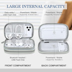 FYY Electronic Organizer, Travel Cable Organizer Bag Pouch Electronic Accessories Carry Case Portable Waterproof Double Layers All-in-One Storage Bag for Cable, Charger, Phone, Earphone Light Grey