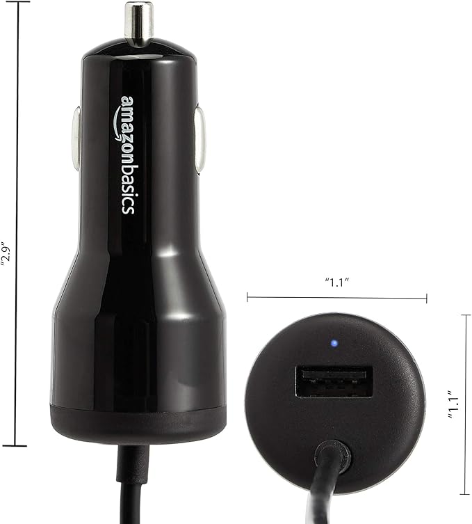 Amazon Basics 30W Fast Car Charger, 1 USB-C (18W) Cable with PD, 1 USB-A (12W) Port, Apple MFi Certified, for Phones (iPhone 16/15/14/13/12/11/X, Samsung, and more), Black