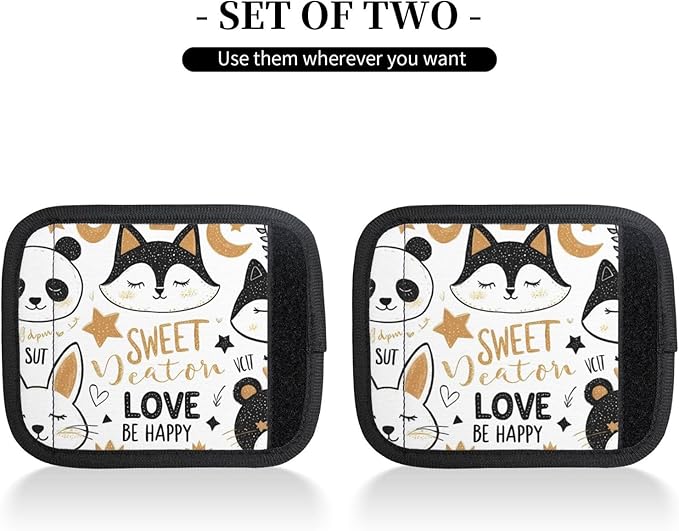 Funny Animals Series Pattern Luggage Handle Wraps 2 Pack for Suitcase, Handle Covers Suitcase Luggage Handle Wrap Luggage Tag Wraps Travel Accessories
