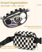 Vankor Large Corduroy Cute Fanny Packs for Women Men Cross Body, Everywhere Belt Bag for Women Men Crossbody Stylish Waist Pack Purse for Travel, Hiking, Workout, Running, Corduroy Checkered Black