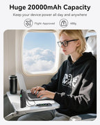 GREPRO Laptop Power Bank, 20000mAh 3-Port Travel Essential Portable Charger with 100W USB-C Port, Aluminum Alloy Unibody Fast Charging Battery Pack for iPhone 17/16/15/14 Series, MacBook, Samsung