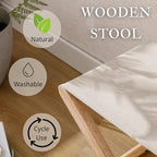 Folding Camping Stools Set of 4, Canvas Folding Stool with Wood Legs Portable Camp Stool Chairs for Outdoor Fishing Picnic Travel BBQ, Beige