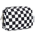 Narwey Small Checkered Makeup Bag for Purse Mini Cosmetic Bag Travel Makeup Pouch Zipper Pouch Cute Make up Bags with Compartments for Women Girls (Black Checkerboard, Small)