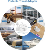 UK Ireland Travel Plug Adapter, US to UK Plug Adapter, Type G Travel Adapter with 3 Outlets 4 USB(2 USB C), 5FT Extension Cord, for US to Scotland London England British Irish Dubai Kenya Hong Kong
