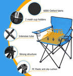 HaSteeL Folding Camping Chair Set of 3, Foldable Blue Camp Chairs & Grey Table, Large Lawn Chair Portable for Adults Hiking, Fishing, Picnic, Outdoor BBQ, Travel, Sports, Cup Holders & Storage Bags
