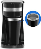 Elite Gourmet EHC111A Personal Single-Serve Compact Coffee Maker Brewer Includes 14Oz. Stainless Steel Interior Thermal Travel Mug,Compatible with Coffee Grounds,Reusable Filter,Black,(Pack of 6)