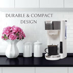 Single Serve Coffee Maker, 2 in 1 Brewer for K Pod & Ground Coffee, 180s Rapid Brew 6 to 14oz Capacities with Auto Shut Off, Small Compact Design for Home Office Travel Camping-White