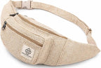 Freakmandu Eco-Friendly Boho Hippie Style Hemp Fanny Pack White Hip Waist Bag for Hiking Running Jogging (Nirvana)