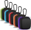 Earbud Case Portable EVA Carrying Case Storage Bag Cell Phone Accessories Organizer with Carabiner for Wired/Wireless Headphones, SD Memory Card, Camera Chips(Square, 5 Pack)