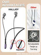 HALLJOY for Galaxy Buds 4/4 Pro/Buds 3/3 Pro Strap Neckband, Anti-Lost Accessories, Support Volume Control, Ergonomic Design, Fit Airpods Pro 3/2/1, Airpods 4, 3, 2, 1, Black Band/Purple Tip