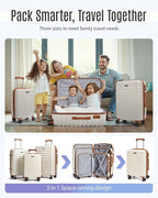 LIGHT FLIGHT Luggage Sets, 3 Piece Durable Suitcase Set with Spinner Wheels, 3 Pcs Hardside Lightweight luggage with TSA Lock, Large Checked Travel Suitcases, 20/24/28 Inch,White