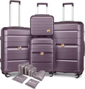 Somago Luggage Sets and Packing Cube Travel Set Lightweight Hardside Polypropylene Suitcases with Double Spinner Wheels and TSA Lock,Elegant Purple