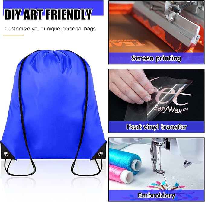 Grneric 60 Pieces Drawstring Backpack Bulk Cinch Sackpack Ployster Drawstring Bags for Gym Party Trip(Navy Blue)