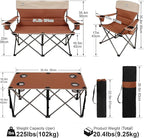 Camping Chair Set of 3, Outdoor Folding Camping Chairs for Heavy People with Cup Holder & Carry Bag,Collapsible Chair Include One Sofa Chair and Two Single Chair,Support up to 500lbs