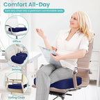 Office Chair Seat Cushion, Cooling Gel Enhanced Memory Foam Cushion for Long Sitting - Back, Sciatica, Coccyx, Tailbone Pain Relief Pillow - for Office, Gaming, Car, Wheelchair - Blue, Large