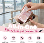 5-in-1 Magnetic Power Bank, 5000mAh Portable Wireless Charger with Mirror, Stand, Bluetooth Remote & Card Holder, MagSafe Compatible Travel Essential for iPhone & Samsung, USB-C Cable Included