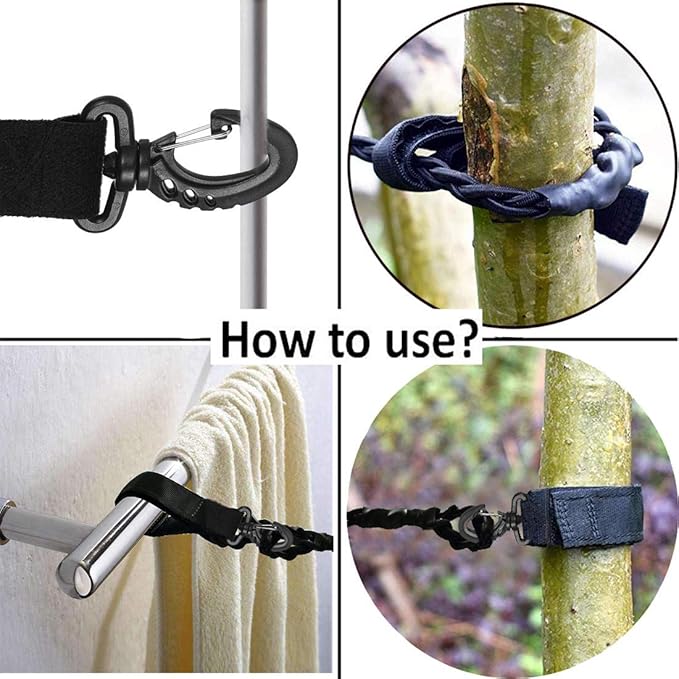 Tri-Braided Cord Travel Clothes Line, Adjustable Bungee Cord Clothesline,Washing Hanging Airer Rope, for Hotel,Camping/Laundry Room,Indoor/Outdoor Usage,Dry Clothes Anywhere Without Using pegs.