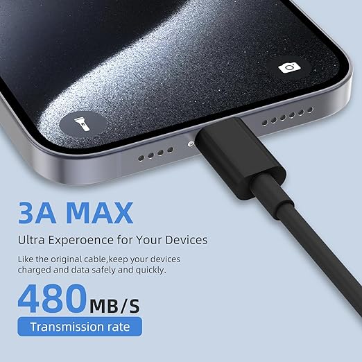 Car Carplay for iPhone 17 16 15 Charger Cord, 2Pack [3FT+6FT] USB A to USB C Charging Cable for Apple 17 Air/16 15 Pro/Pro Max/Plus Type C Cord, for iPad Pro 12.9/11, Air 5th/4th, for Android(Black)