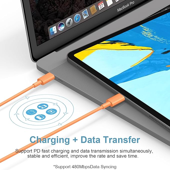 3FT iPhone 17 16 15 Charger Fast Charging USB C Charger Block Type C Chagrer Fast Charging 2-Pack for iPhone 17/17 Plus/17 Pro/17 Pro Max/iPhone 16/16 Plus/16 Pro/16 Pro Max/15 Pro Max/Samsung(Orange)