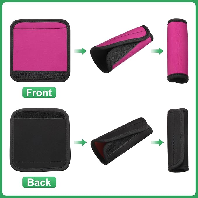 uxcell 3 Pcs Luggage Handle Wrap for Suitcase, Neoprene Handbag Grip Cover Protector Luggage Identifiers Suitcase Handle Wraps for Luggage Shopping Bag Travel Bags, Yellow/Purple/Rose Red