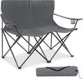 Leonyo Oversized 2 Person Camping Chair, Double Camping Loveseat Chair for Adults, Foldable & Comfortable Double Seat for Lawn, Backyard, Beach, Sports, Movie, Grey