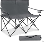 Leonyo Oversized 2 Person Camping Chair, Double Camping Loveseat Chair for Adults, Foldable & Comfortable Double Seat for Lawn, Backyard, Beach, Sports, Movie, Grey