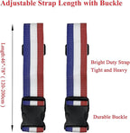 2 Pack Luggage Straps, Bright Colors Adjustable Suitcase Belts with Quick Release Buckle (FranceColor)