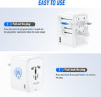 VYLEE Travel Plug Adapter, 65W Fast GaN Travel Charger, International Plug Adapter with 3 USB-C PD and 1 USB-A QC with US/EU/UK/AU Convenient for iPhone,Samsung,Laptops