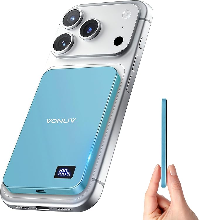 Magnetic Portable Charger 5000mAh, 15W Ultra Slim Wireless Portable Charger, Fast Charging for iPhone 17/16/15/14/13/12 Pro/Pro Max/Plus, Metal Shell, USB-C Cable to Charge Other Phones (Blue) | Magnetic, 5000mAh, 15W, Ultra Slim, Fast Charging, Metal ...